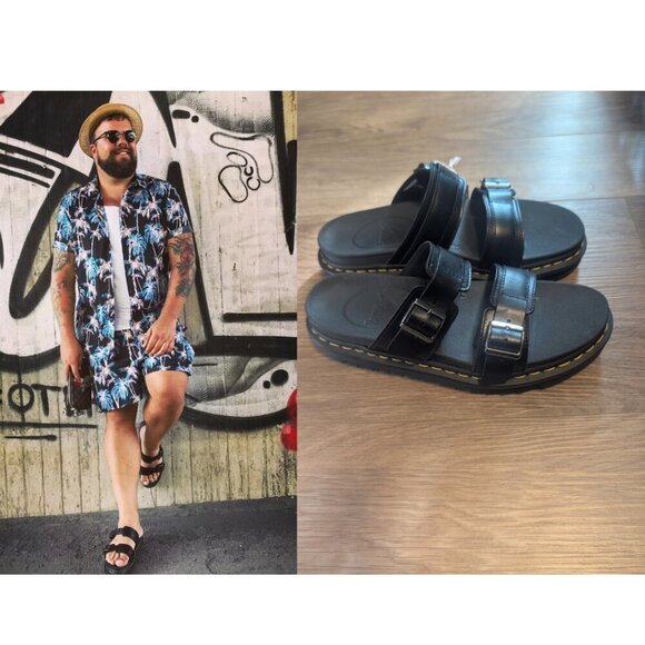 Dr. Martens | Myles Brando Leather Buckle Slide Sandals - Picture 2 of 11
